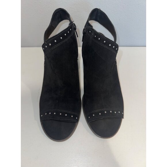 Lucky Shoes - Lucky Brand Womens Shoes Sz 9 Ulyssas Black Suede Leather Peep Toe Wedge Booties